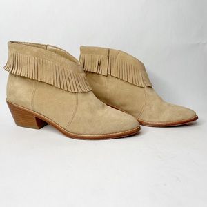 Joie Suede Fringed Makena Ankle Booties
